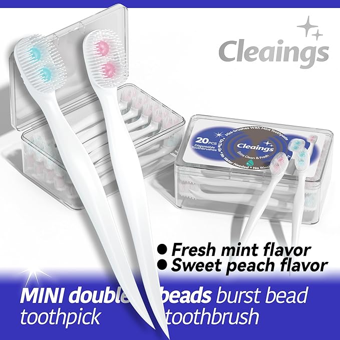 Cleaings - Mini Brushes-Disposable Toothbrushes with Double Cleaning Beads Toothpaste