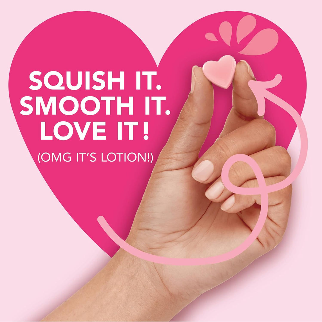 Jergens Lotion Bursts are squishy heart-shaped moisturizers