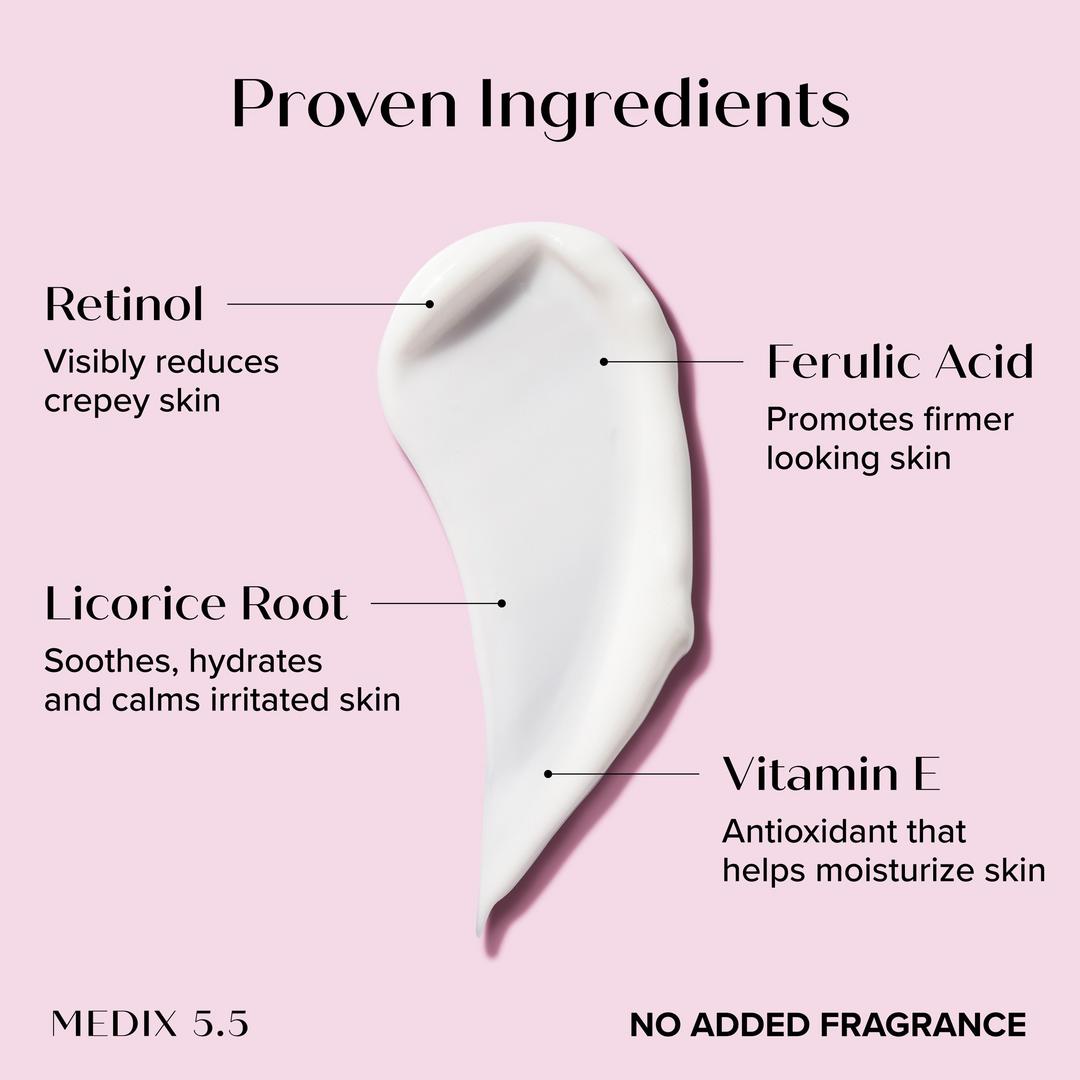 Medix 5.5 Retinol + Ferulic Acid Age Rewind Fragrance Free Body Cream Moisturizer