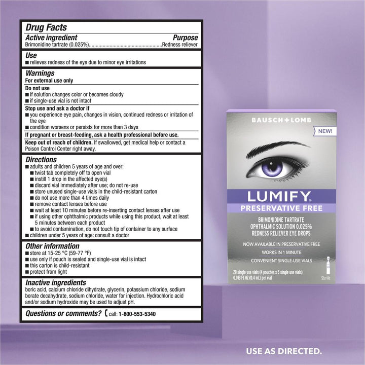 Lumify Preservative Free Redness Reliever Eye Drops