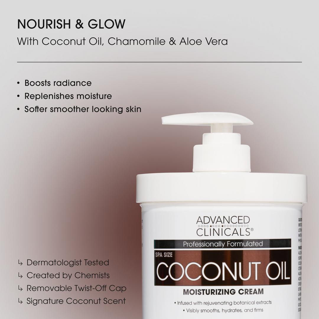 Advanced Clinicals Coconut Oil Moisturizing Dry Skin Body Cream