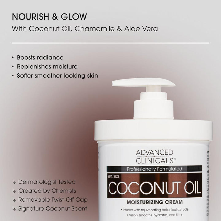 Advanced Clinicals Coconut Oil Moisturizing Dry Skin Body Cream