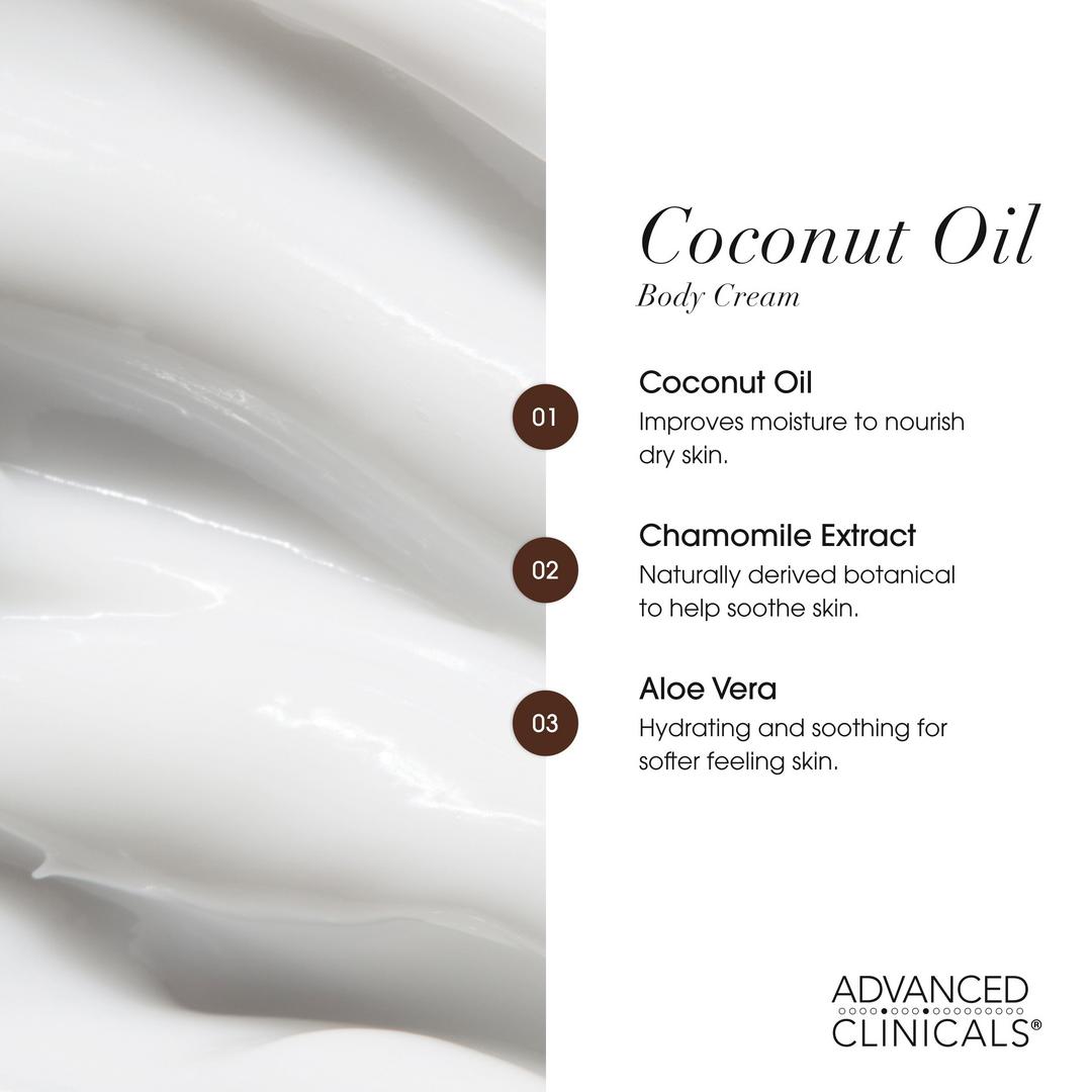 Advanced Clinicals Coconut Oil Moisturizing Dry Skin Body Cream