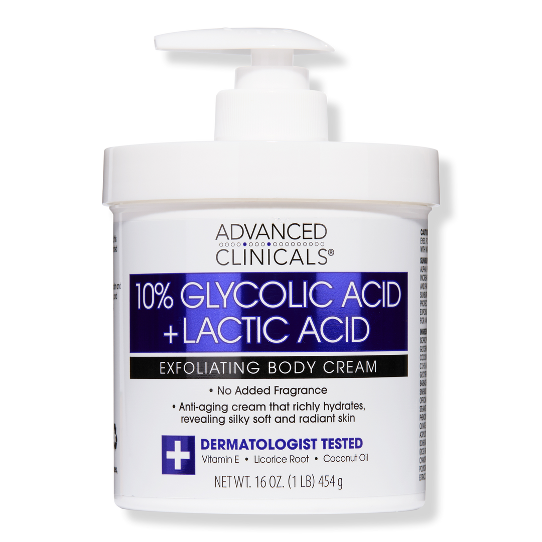 Advanced Clinicals 10% Glycolic Acid + Lactic Acid Exfoliating Body Cream