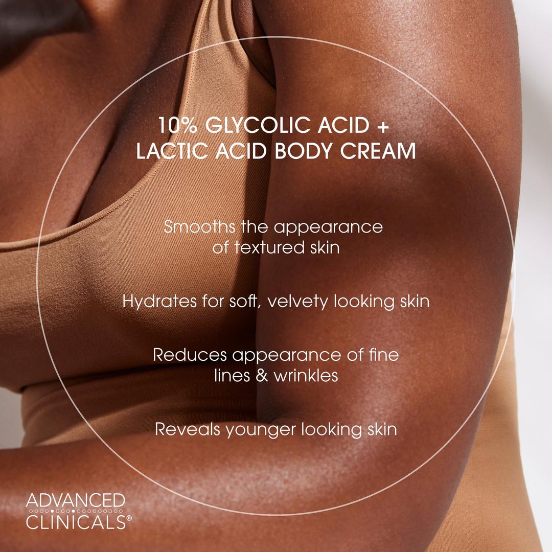 Advanced Clinicals 10% Glycolic Acid + Lactic Acid Exfoliating Body Cream