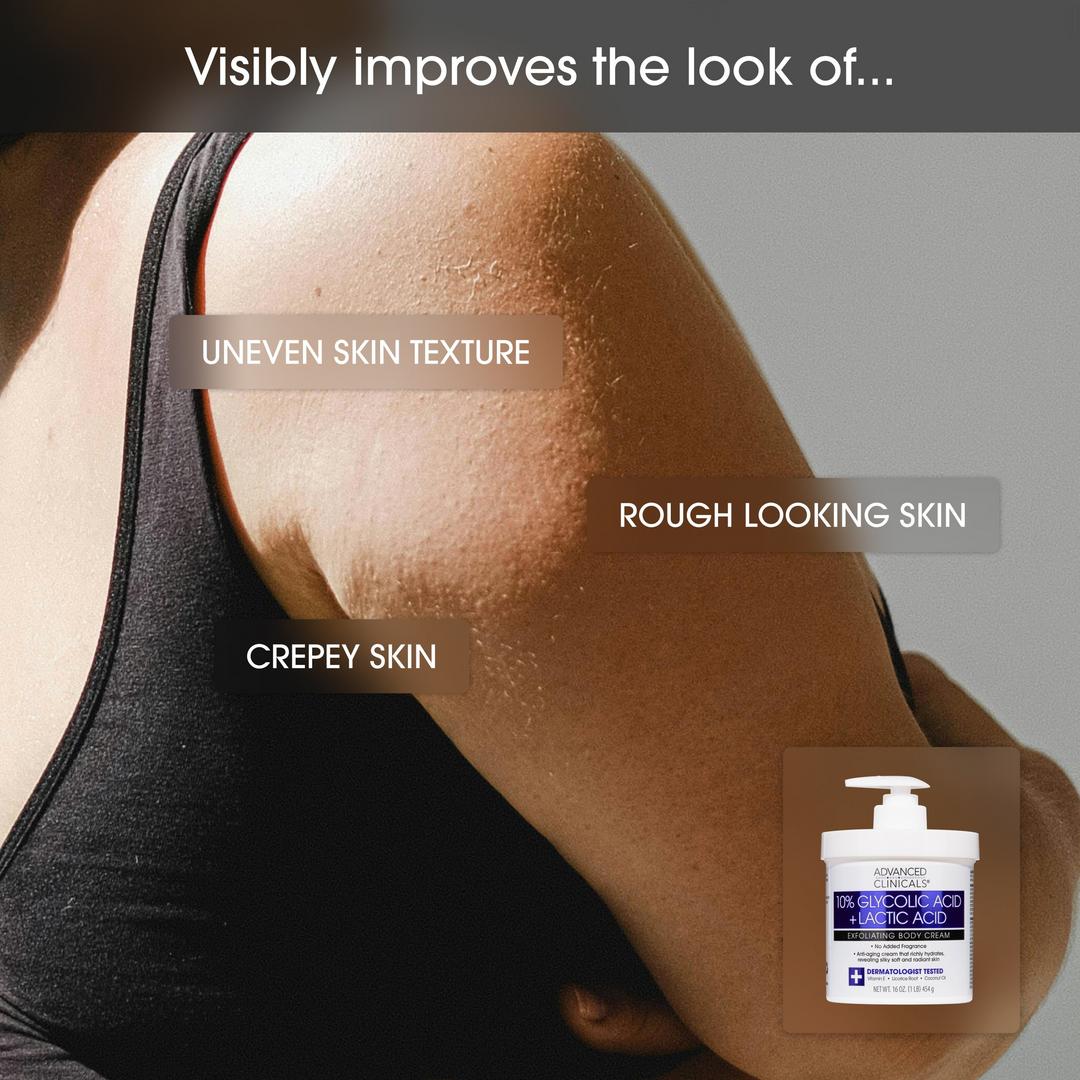 Advanced Clinicals 10% Glycolic Acid + Lactic Acid Exfoliating Body Cream