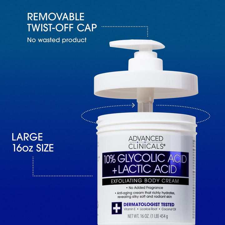 Advanced Clinicals 10% Glycolic Acid + Lactic Acid Exfoliating Body Cream