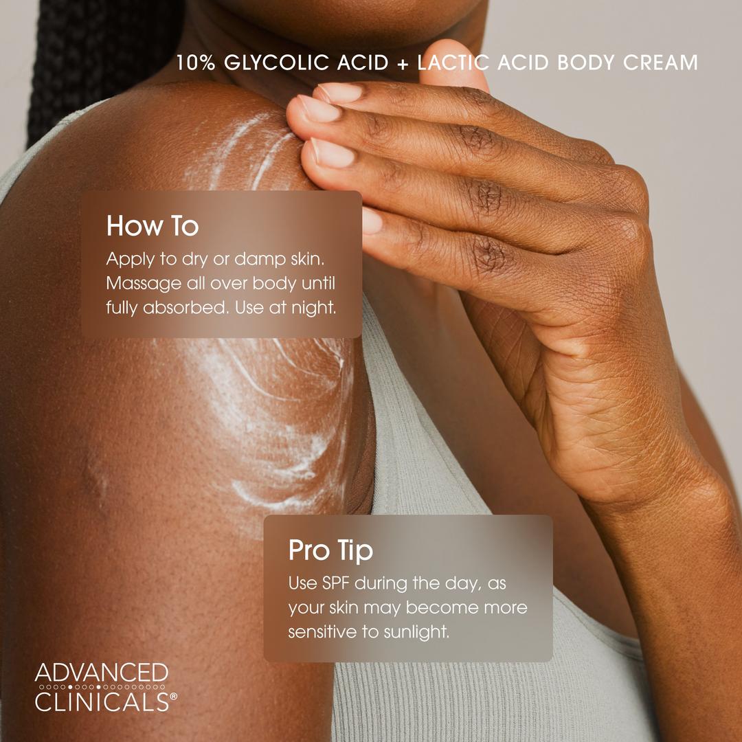 Advanced Clinicals 10% Glycolic Acid + Lactic Acid Exfoliating Body Cream
