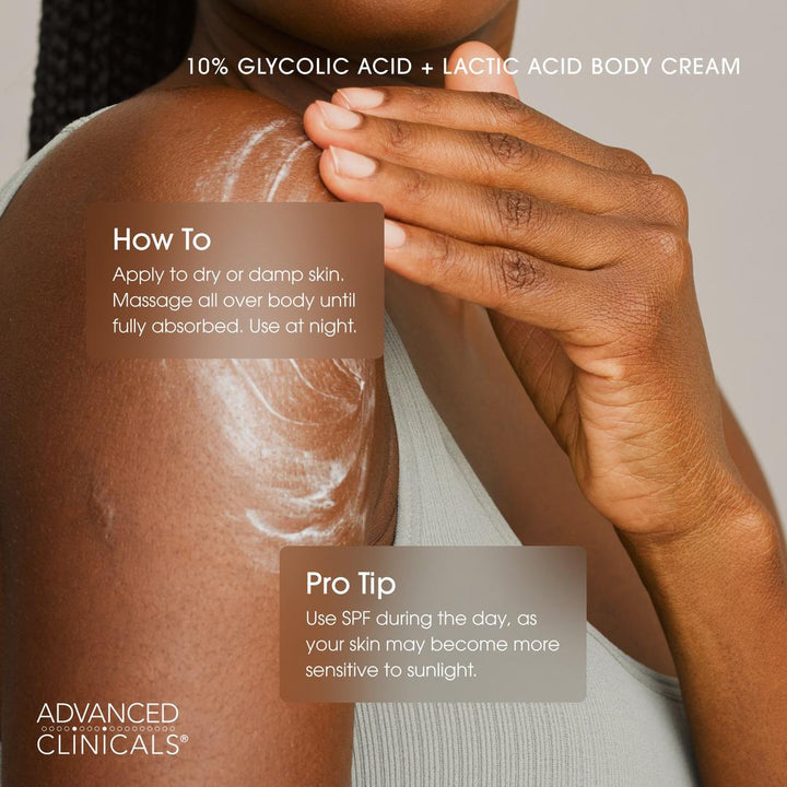 Advanced Clinicals 10% Glycolic Acid + Lactic Acid Exfoliating Body Cream