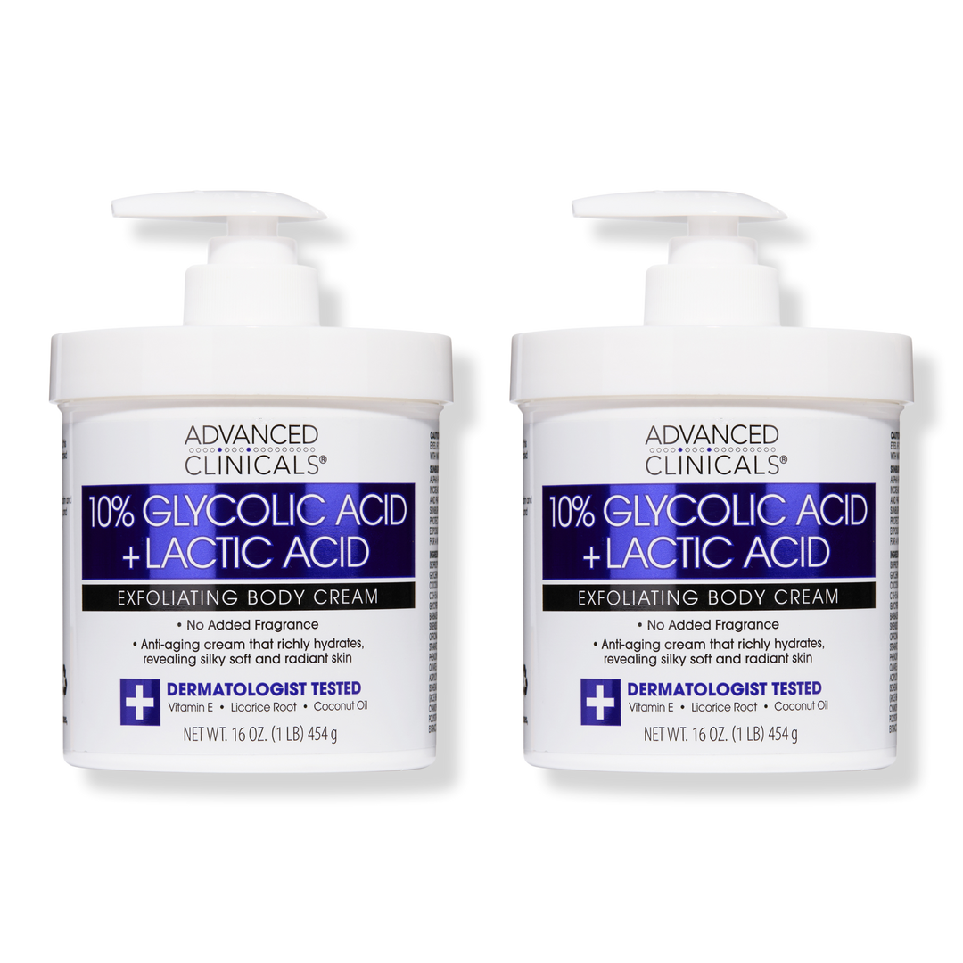 Advanced Clinicals 10% Glycolic Acid + Lactic Acid Exfoliating Body Cream