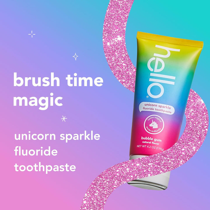 hello Unicorn Sparkle Kids Fluoride Toothpaste Bubble Gum 3-Pack