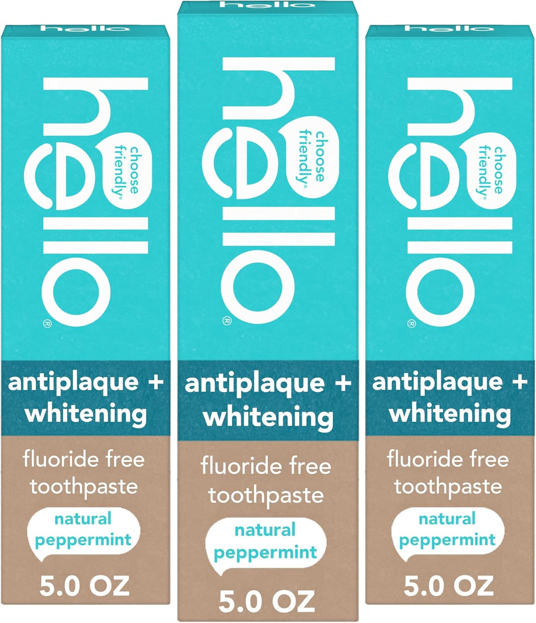 hello Antiplaque & Whitening Fluoride Free Toothpaste 3-Pack