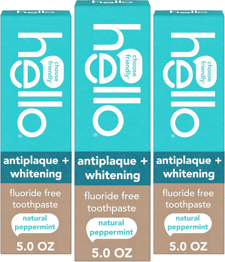 hello Antiplaque & Whitening Fluoride Free Toothpaste 3-Pack