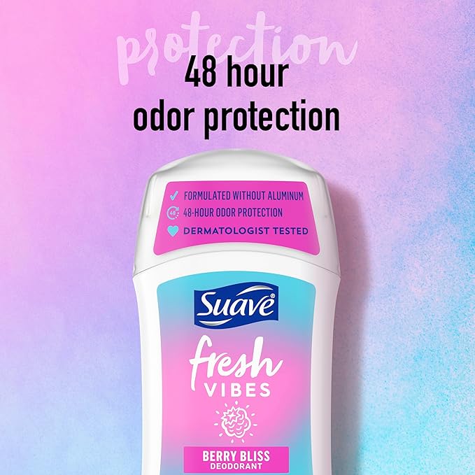 Suave - Fresh Vibes Deodorant Stick Berry Bliss Aluminiumvrij 48-Uur Deodorant - 35g