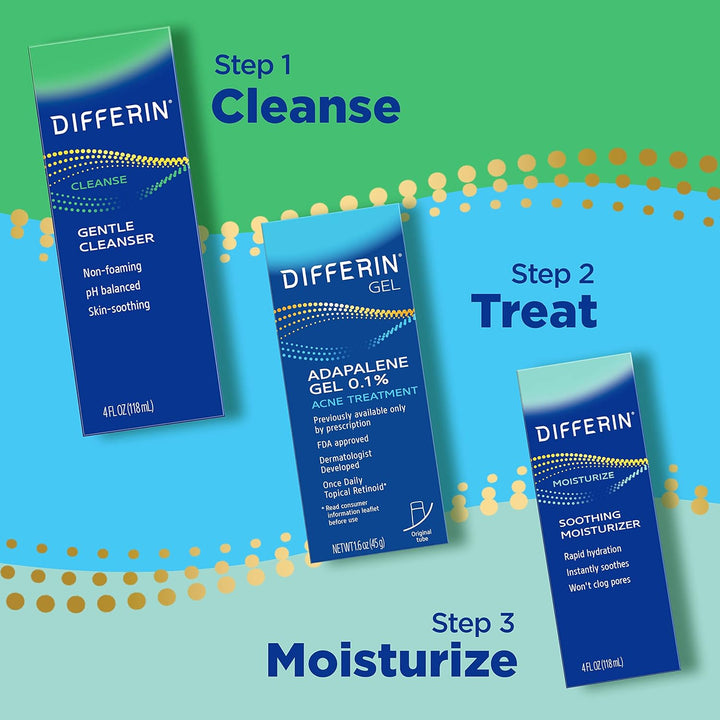 Differin Face Moisturizer, verzachtende lotion voor gezicht en lichaam, milde huidverzorging voor acnegevoelige gevoelige huid - 118 ml