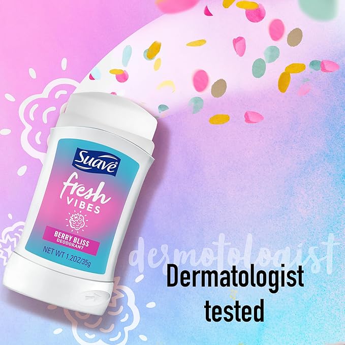 Suave - Fresh Vibes Deodorant Stick Berry Bliss Aluminiumvrij 48-Uur Deodorant - 35g