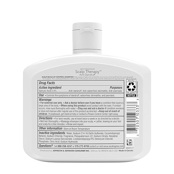 Neutrogena Scalp Therapy Anti-Dandruff Shampoo for Scalp Build-up Control, 2.5% salicylic acid, with Apple Cider Vinegar Fragrance