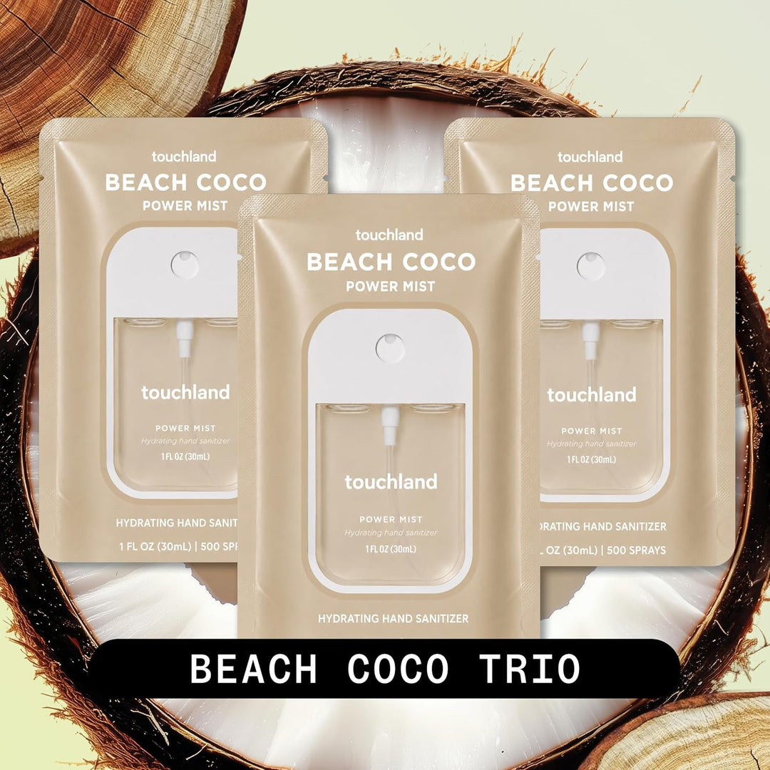 Touchland Beach Coco Hydrating Hand Sanitizer Spray 3-Pack