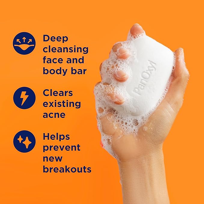 PanOxyl - Benzoyl Peroxide Acne Treatment Bar – 10% Maximum Strength for Face & Body - 113 g