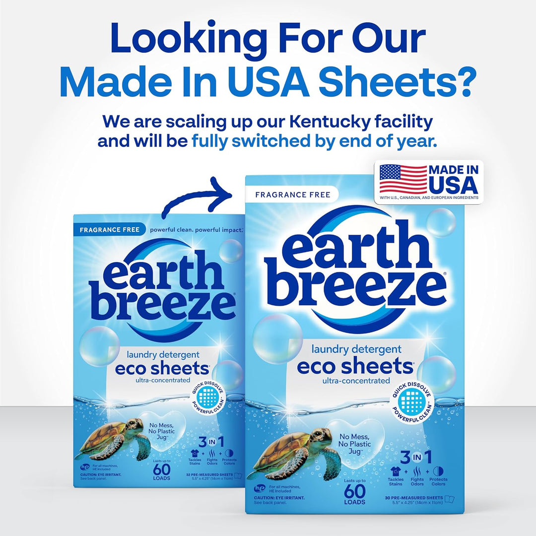 Earth Breeze Laundry Detergent Sheets Fragrance Free