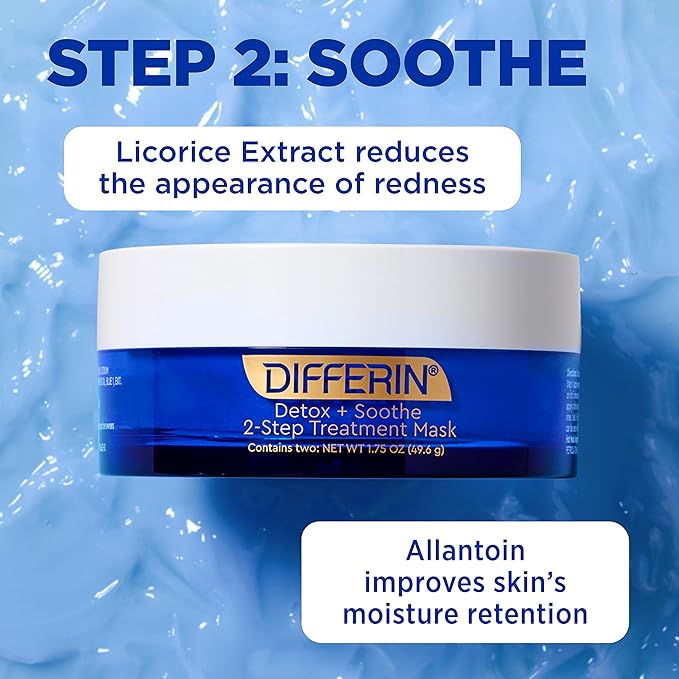 Differin Detox + Soothe, 2-stappen behandeling schoonheidsmasker -49,6 g