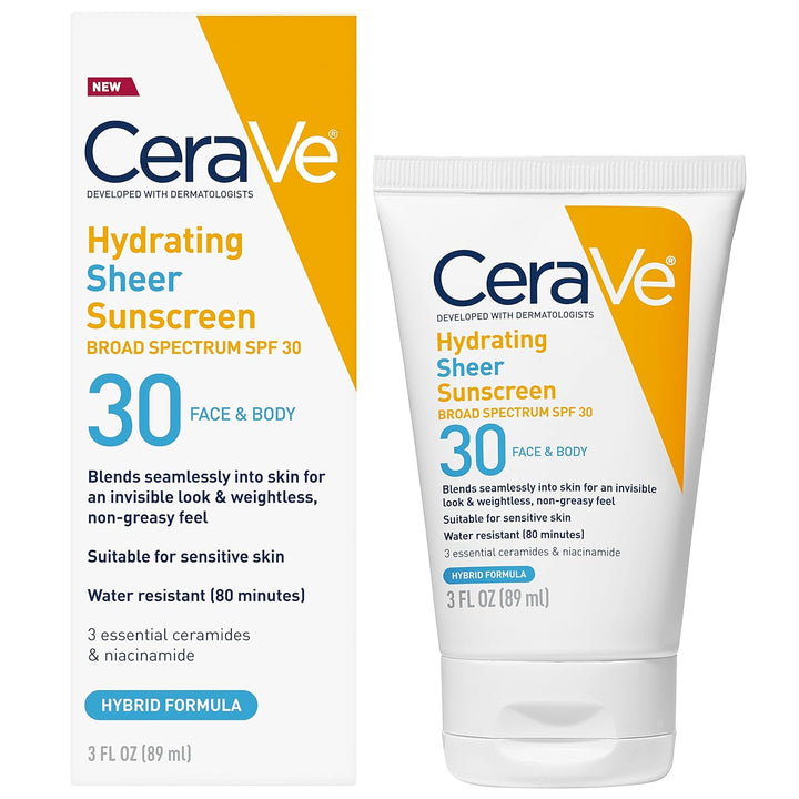 CeraVe - Hydraterende, transparante zonnebrandcrème voor gezicht en lichaam SPF 30 - 89 ml
