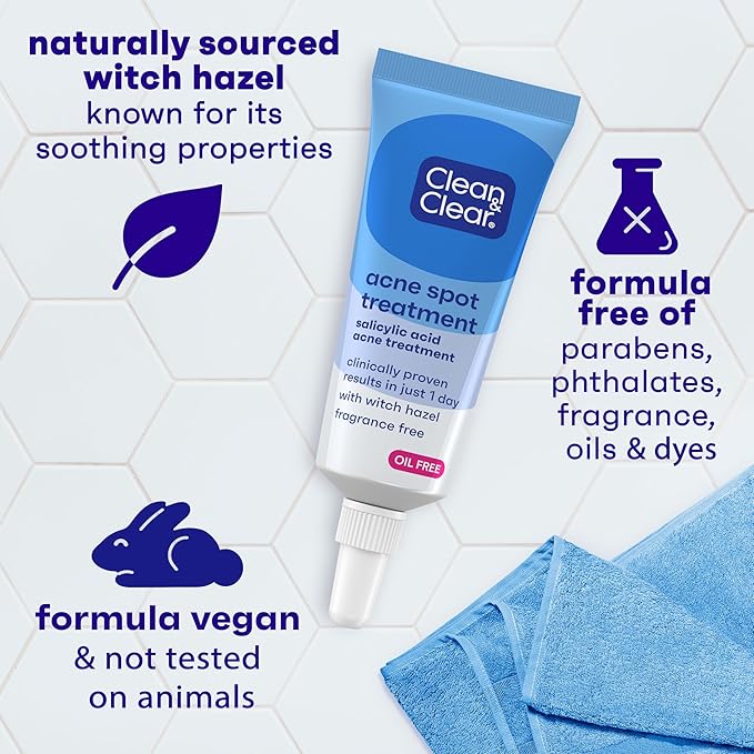 Clean & Clear Acne Spot Treatment Gel Cream with 2% Salicylic Acid