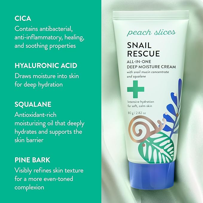 Peach Slices - Snail Rescue All-In-One Deep Moisture Cream - 80g