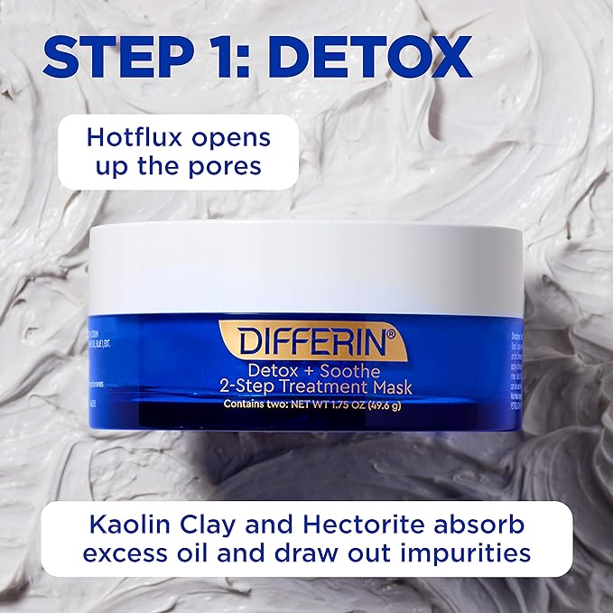 Differin Detox + Soothe, 2-stappen behandeling schoonheidsmasker -49,6 g