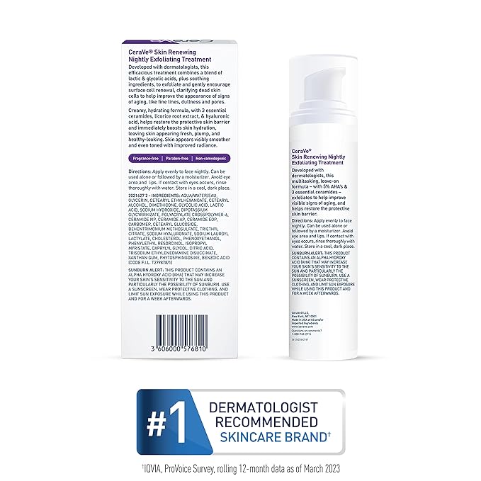 CeraVe - Huidvernieuwende nachtelijke exfoliërende behandeling - Anti-aging gezichtsserum - 50 ml