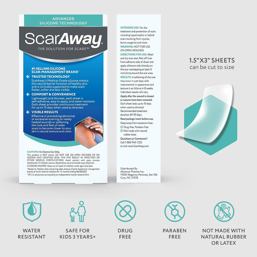 ScarAway Advanced Clear Silicone Scar Sheets 10 Count