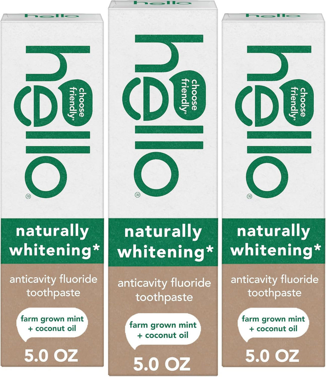 hello Naturally Whitening Fluoride Toothpaste 3-Pack