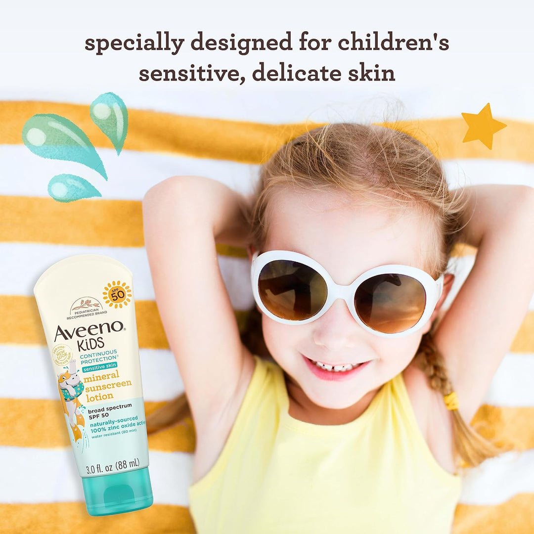 Aveeno Kids Continuous Protection Zinc Oxide Mineral Sunscreen Lotion