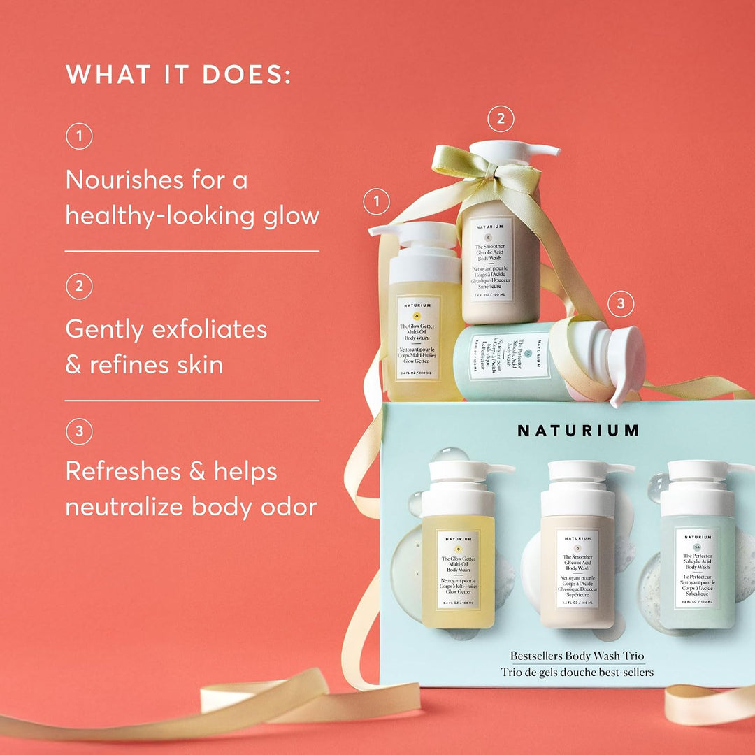 Naturium Body Wash Trio 3-Piece Exfoliating & Hydrating Travel Size Set