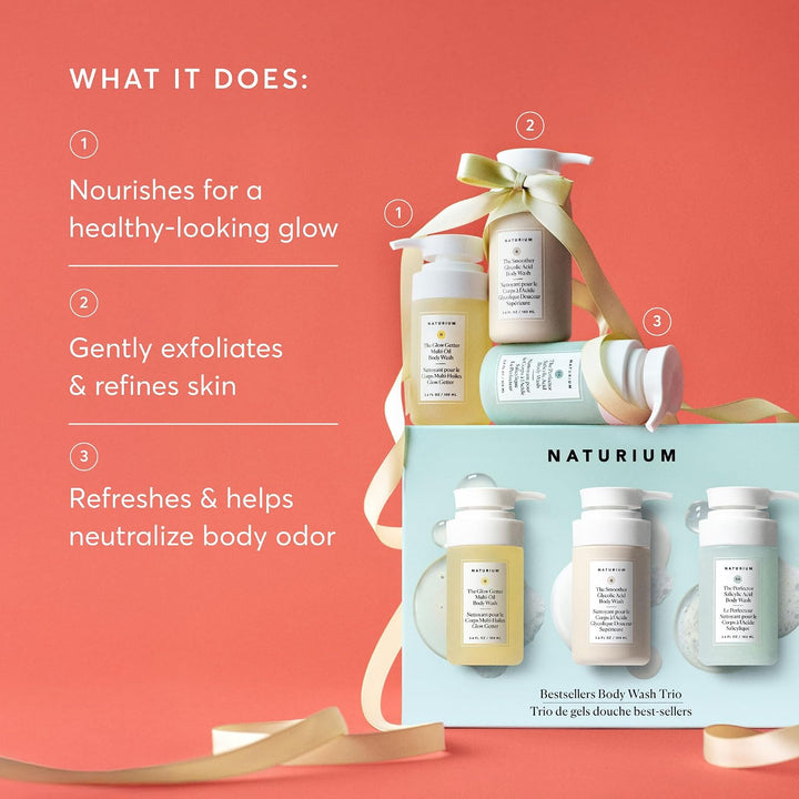 Naturium Body Wash Trio 3-Piece Exfoliating & Hydrating Travel Size Set
