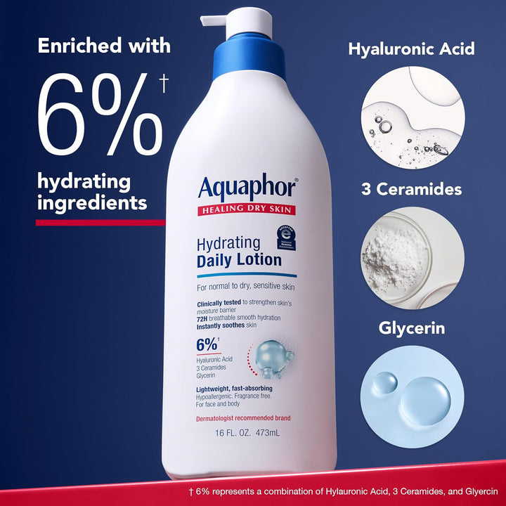 Aquaphor Hydrating Daily Face &amp; Body Lotion with Hyaluronic Acid
