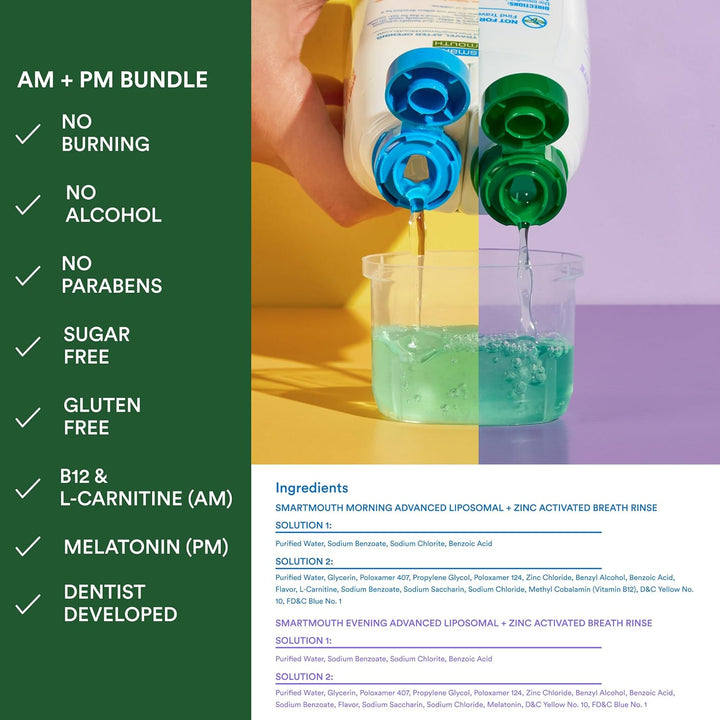 SmartMouth Advanced Liposomal Morning &amp; Evening Mouthwash Duo
