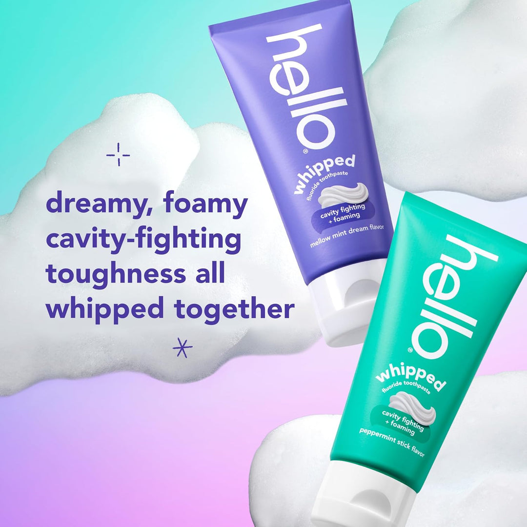 hello Whipped Fluoride Toothpaste Mellow Mint & Peppermint 2-Pack