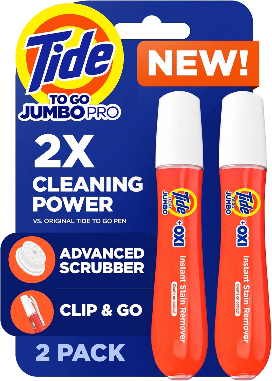 Tide To Go Jumbo PRO Instant Stain Remover Pens 2 Pack