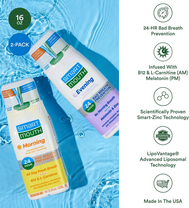 SmartMouth Advanced Liposomal Morning &amp; Evening Mouthwash Duo