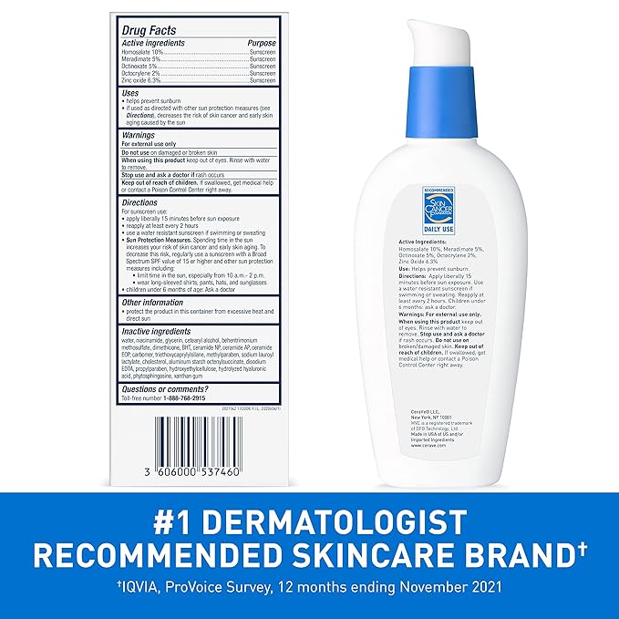 CeraVe Facial Moisturizing AM Lotion - Zonnebrandcrème - Gezichtscrème spf30 - 89ml