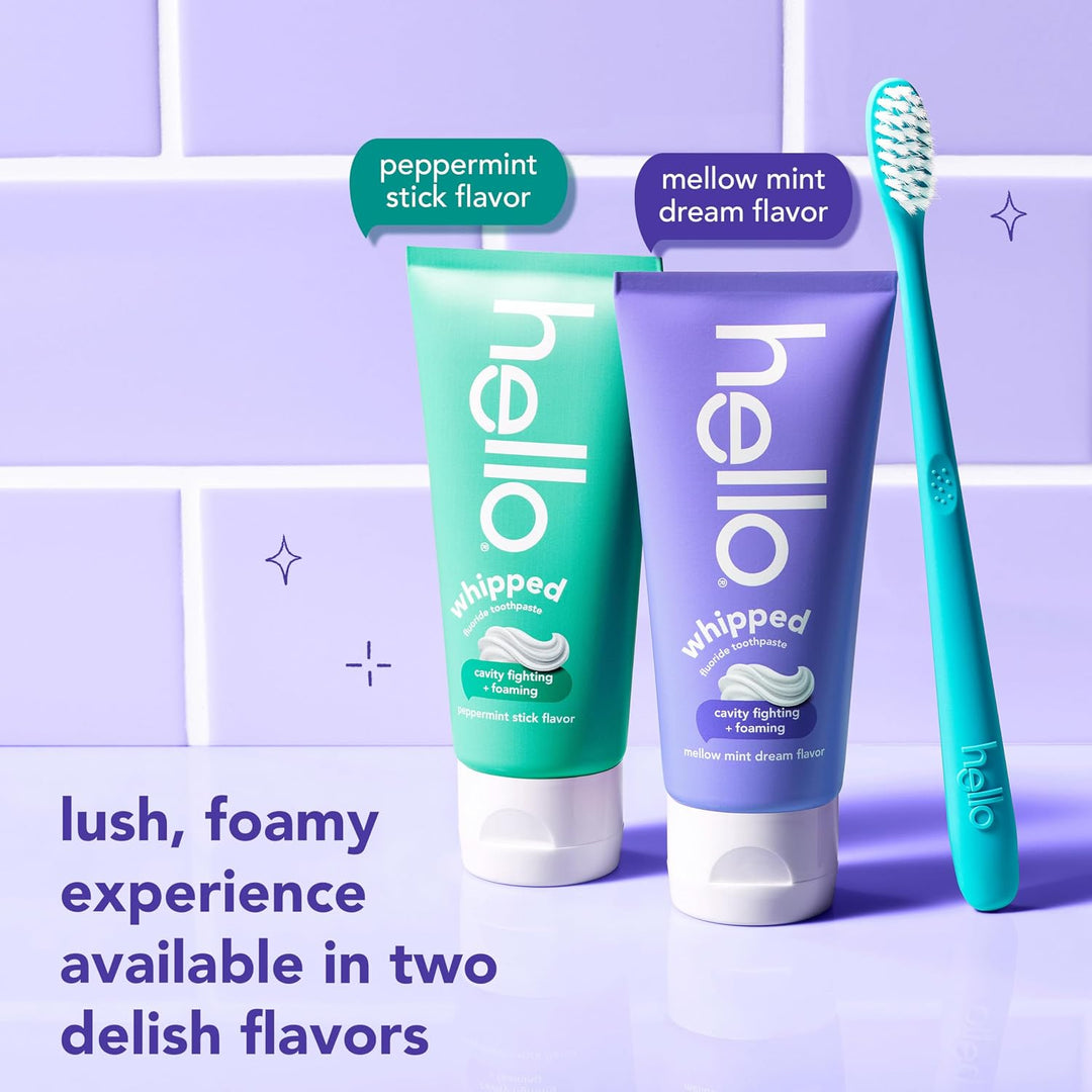 hello Whipped Fluoride Toothpaste Mellow Mint & Peppermint 2-Pack