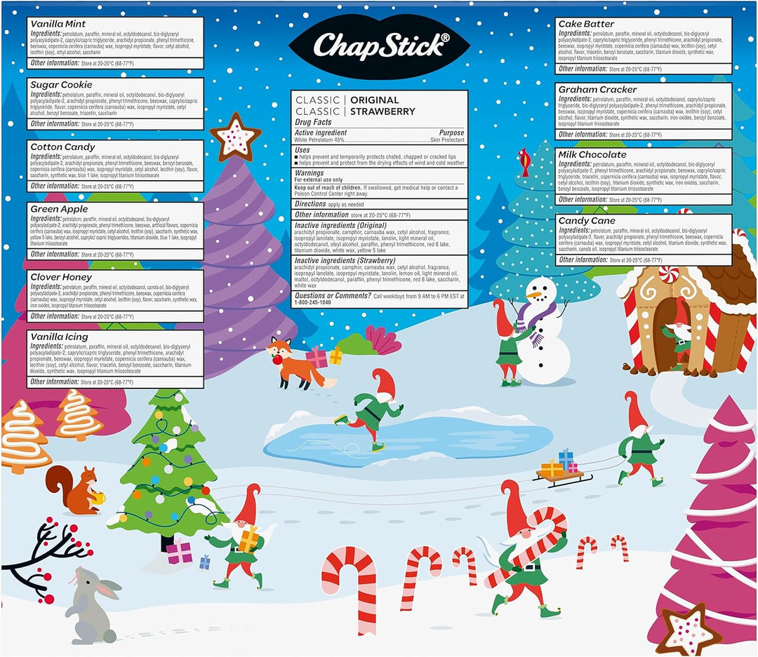 ChapStick 12 Days of Holiday Advent Calendar Lip Balm Gift Set