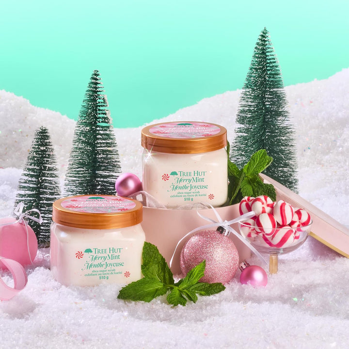 Tree Hut Merry Mint Shea Sugar Scrub, Exfoliating & Hydrating Body Scrub