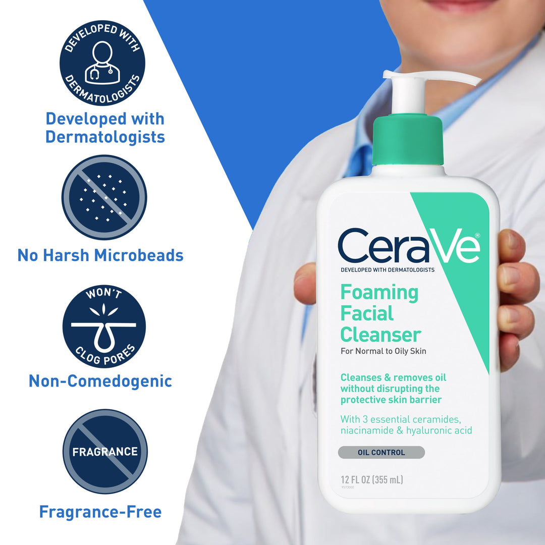 CeraVe Foaming Facial Cleanser for Normal to Oily Skin Reinigingsgel - normale tot vette huid - 355ml