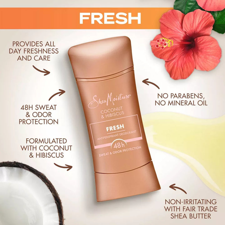 SheaMoisture - Kokosnoot &amp; Hibiscus Frisse Antitranspirant Deodorant Stick - 74g