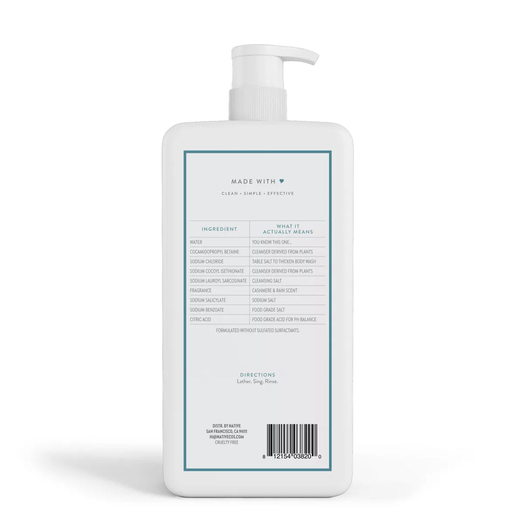 Native - Body Wash met pomp - Kasjmier &amp; Regen - Sulfaatvrij - 1064ml