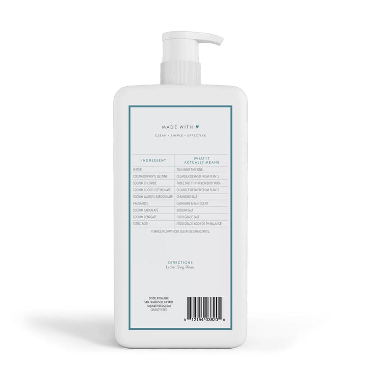 Native - Body Wash met pomp - Kasjmier &amp; Regen - Sulfaatvrij - 1064ml