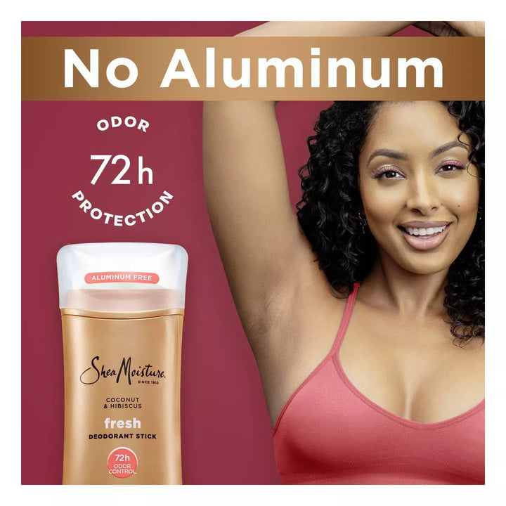 SheaMoisture - Deodorant Stick Aluminium Vrij - Fris - Kokosnoot &amp; Hibiscus - 74g