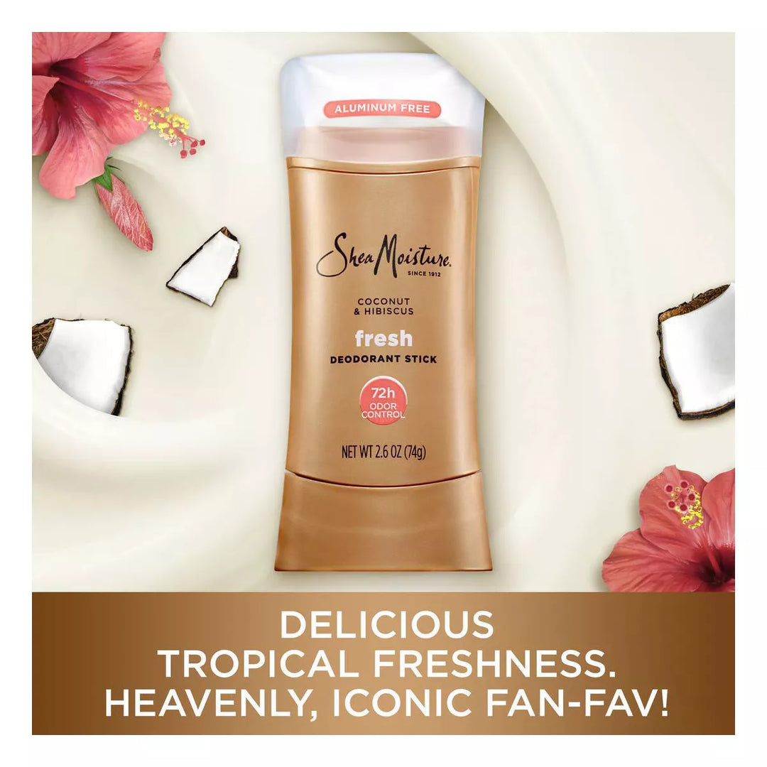 SheaMoisture - Deodorant Stick Aluminium Vrij - Fris - Kokosnoot &amp; Hibiscus - 74g